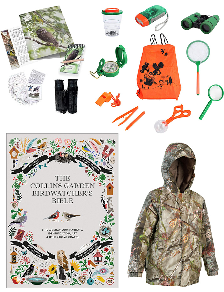 Bird watching kits on a white background