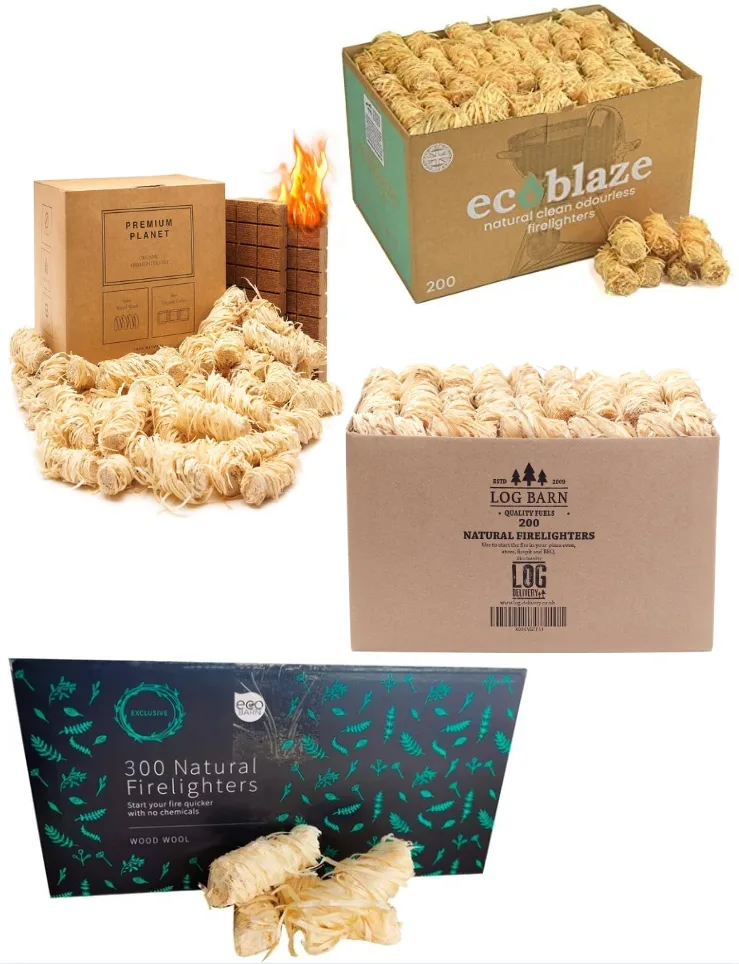 Eco firelighters on a white background