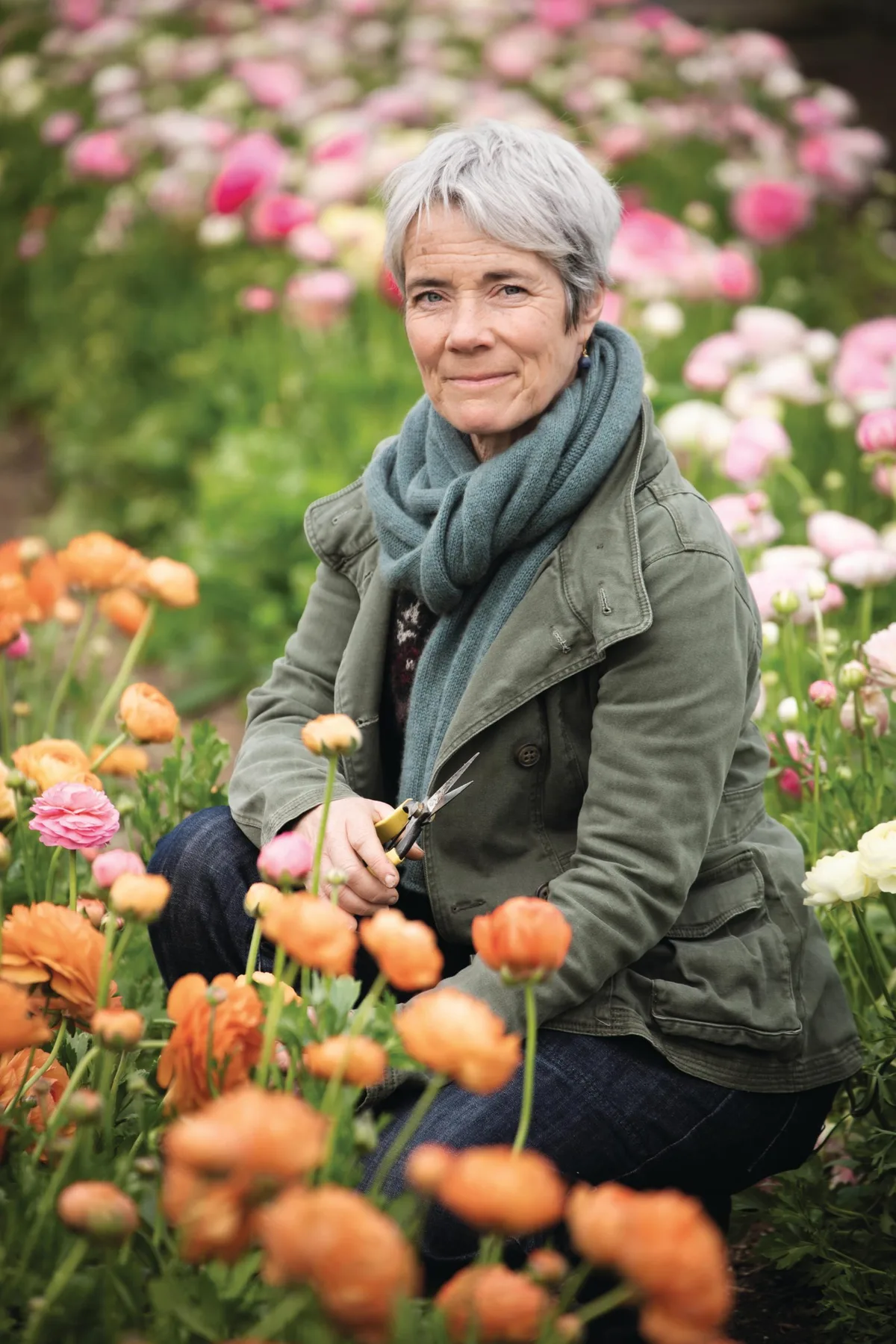 Woman cutting flowers