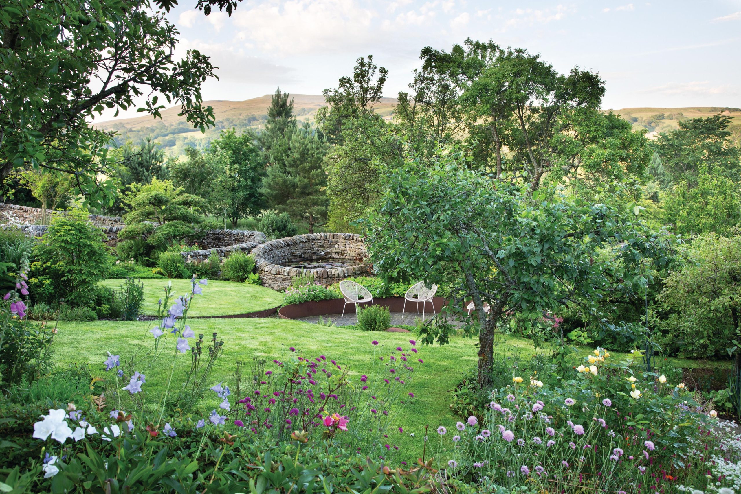 Garden surrounded by countryside