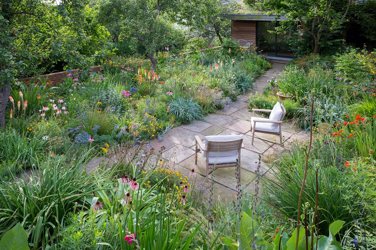 A shady seating area in James Hitchmough’s former garden in Sheffield
