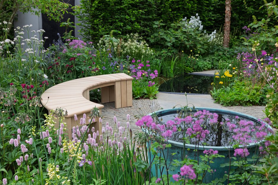 Down's Syndrome Scotland Garden. Designed by Nick Burton and Duncan Hall. Small Show Garden at RHS Chelsea Flower Show 2025 © Sarah Cuttle